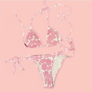 Pink and White Bikini Set